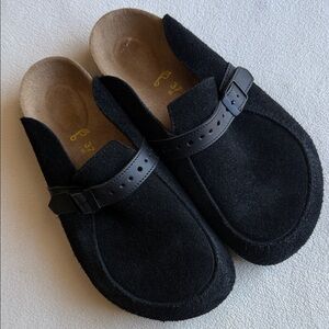 Birkenstock Black Suede Slip-On Shoes size 37.